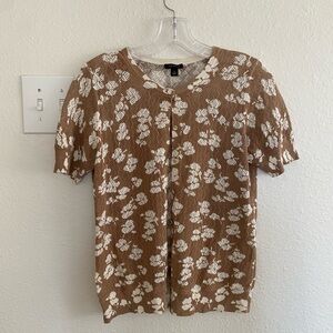 Ann Taylor brown and white top